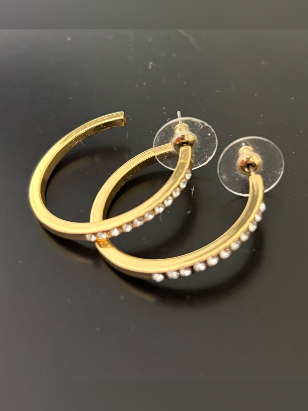 Park Lane 1” Gold Hoop Earrings with Mini CZ Crystals
